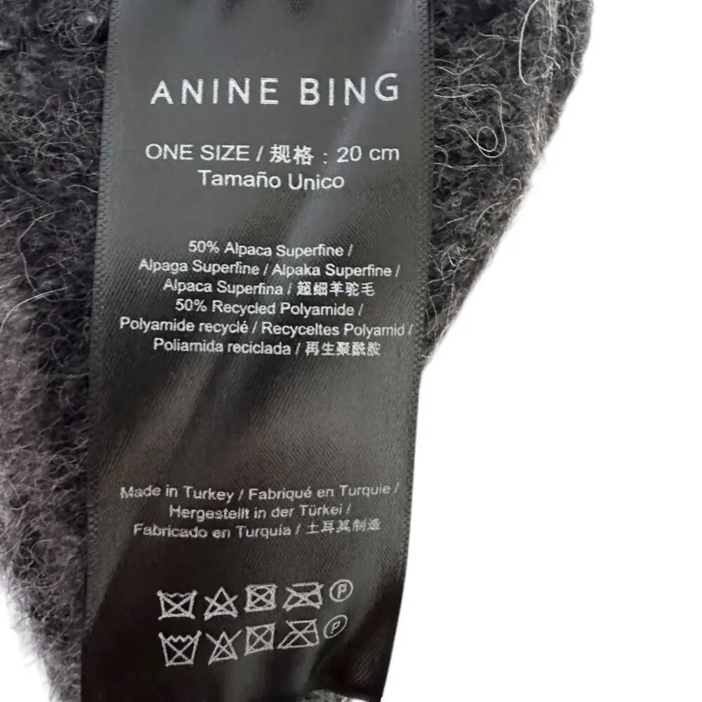 ANINE BING Elia Beanie in Grey Leopard